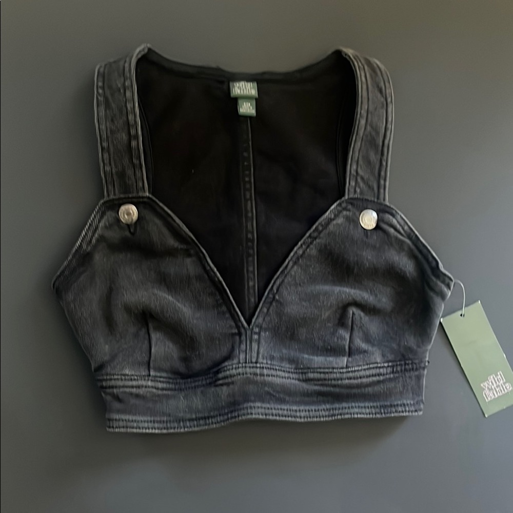 Black Denim Crop Top